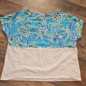 Lilly Pulitzer Palm Tree and Pineapple Tropical Crop Top